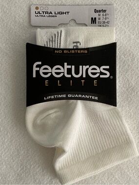 Feetures Elite No Blisters Ultra Light Quarter Compression Socks Med UNISEX New